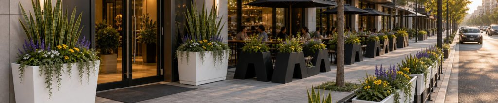 Outdoor public facility flower box