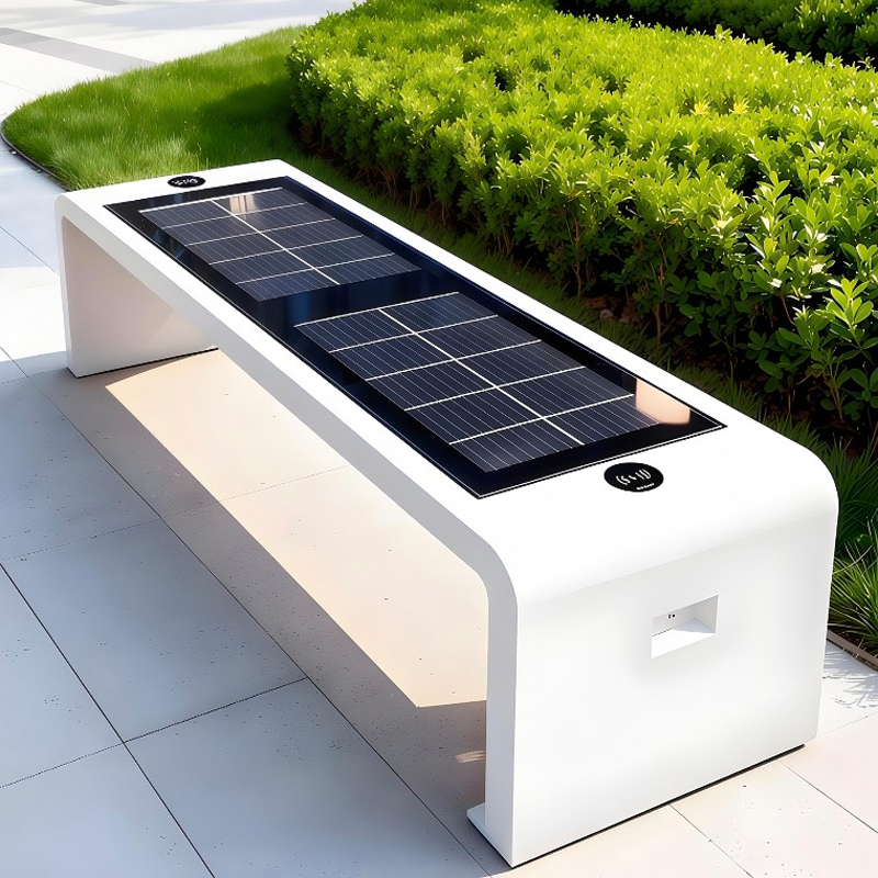 Outdoor solar smart bench with integrated photovoltaic charging panel